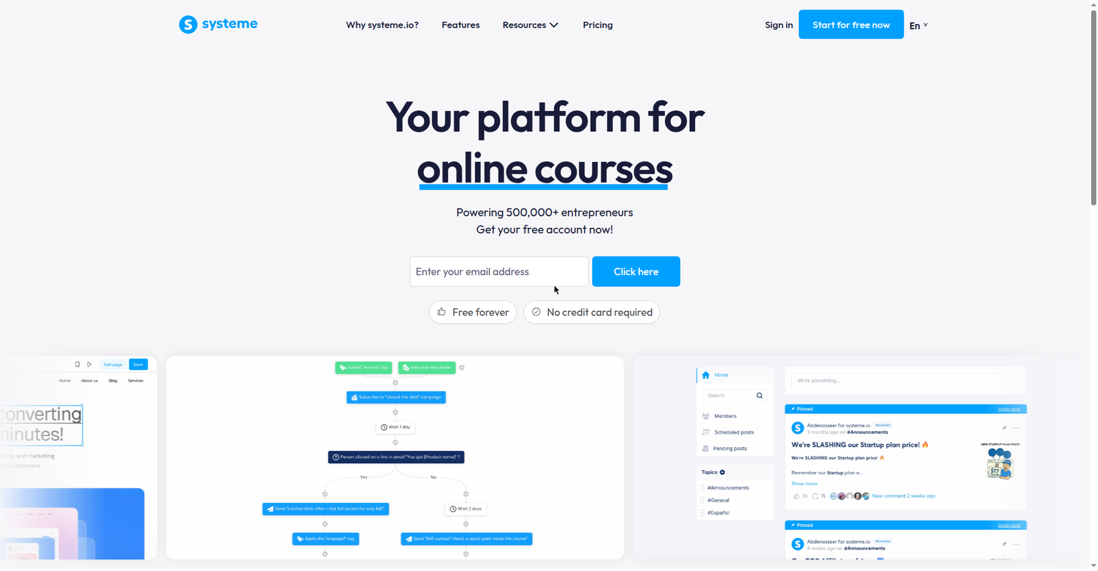 Systeme.io ka homepage